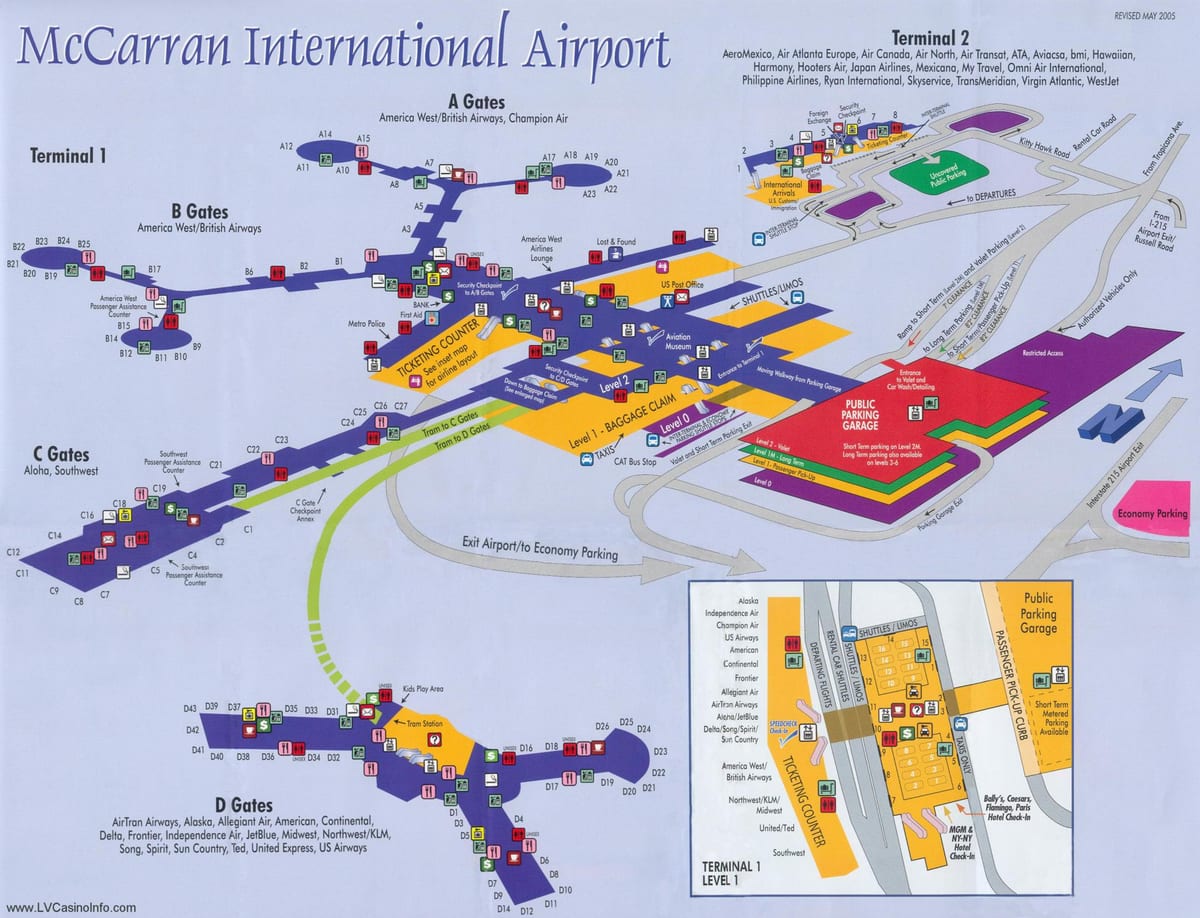 মানচিত্র McCarran বিমানবন্দর